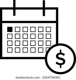 Icono de pago diario utilizando símbolos de calendario y dinero