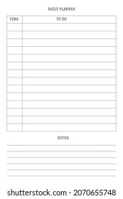 daily personal planner diary template with type written font. Monthly calendar individual schedule minimalism restrained design for business notebook