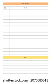 daily personal planner diary template in classic strict style with multicolor elements. Monthly calendar individual schedule minimalism restrained design for business notebook. Week starts on sunday