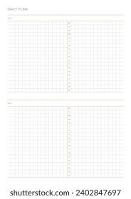 Una plantilla de diseño de plan diario de estilo moderno, sencillo y minimalista. Ilustración de plantilla de documento de planificador, de notas, de programadores, de diarios, de calendarios y de planificadores.