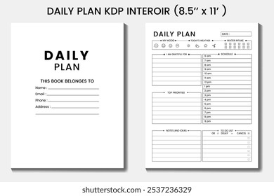 plano diário KDP interiores projetos tamanho 8,5x11 polegadas 