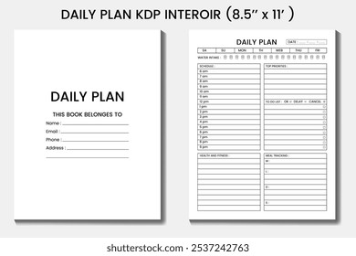 planejador diário Amazon Low Content Book, projetos de interiores KDP