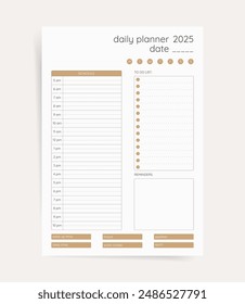 Daily Planner 2025: Modern Template for Schedule, Checklist and Task Management