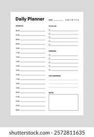 Daily planner A4 template simple page