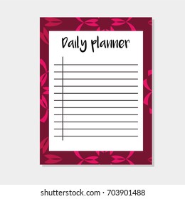 Daily Planner in Arabic Style with Tribal Pattern. Perfect for Print, Template, to do list. Vector isolated illustration