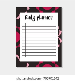 Daily Planner in Arabic Style with Tribal Pattern. Perfect for Print, Template, to do list. Vector isolated illustration