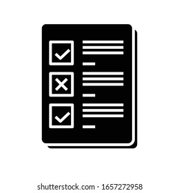 Daily planner black icon, concept illustration, vector flat symbol, glyph sign.