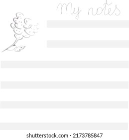 Daily planner, blank template, my notes. Vector digital planner illustration design new