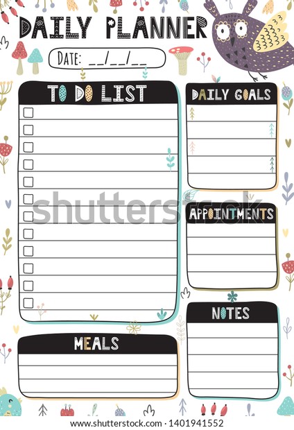 Everyday Planner Adorable Owl Printable Template Inventory Vector graphic about Free Owl Printable Template titled Everyday Planner Adorable Owl Printable Template Inventory Vector