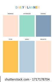 Daily planner for diary, organiser, notebook. Printable A4 planner. Vector Illustration. 