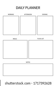 Daily planner for diary, organiser, notebook. Printable A4 planner. Vector Illustration. 