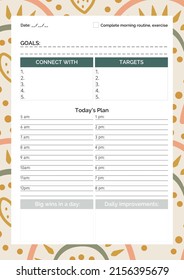 Daily Planner, To Do List, Cute Patterned Planner,  Pages. Notebook Agenda Diary Vertical Pages Template Goals Organizer Designs