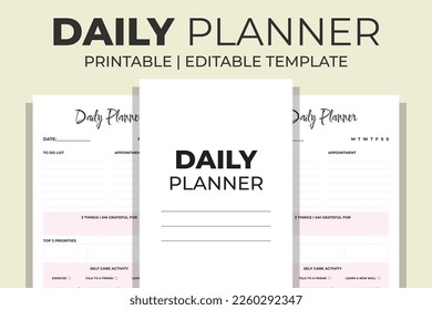 Daily Planner Editable KDP Interior