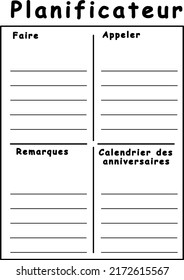 Daily Planner French Blank Template Vector Stock Vector (Royalty Free ...