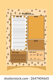 daily planner with gold star pattern background