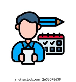 Daily Planner. Icon Lineal Color Vector Illustration