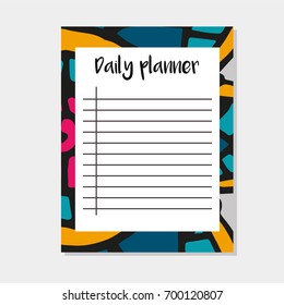 Daily Planner in Indian Style with Mandala Pattern. Perfect for Print, Template, to do list. Vector isolated illustration