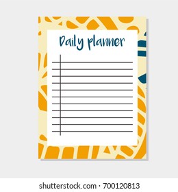 Daily Planner in Indian Style with Mandala Pattern. Perfect for Print, Template, to do list. Vector isolated illustration