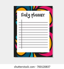 Daily Planner in Indian Style with Mandala Pattern. Perfect for Print, Template, to do list. Vector isolated illustration