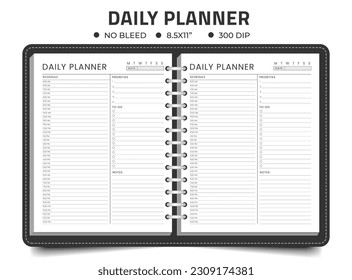 Daily planner logbook or notebook templates kdp interior