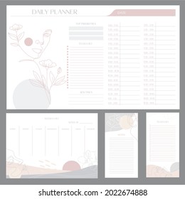 Daily planner minimal elegant vector. Weekly planner template. Organizer and schedule with notes and to-do list. Vector. Isolated