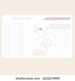 Daily planner minimal elegant vector. Weekly planner template. Organizer and schedule with notes and to-do list. Vector. Isolated