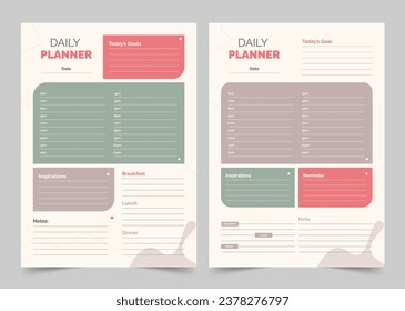 Daily Planner, Modern Planner Template Set, Vector Planner