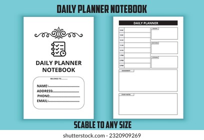 Daily planner notebook journal. Low content kdp interior design template