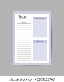 Daily planner on a white background. Templates for agendas, planners, checklists, and more. Vector illustration