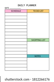 Daily planner page a4 size, printable page for diary, notebook, organiser