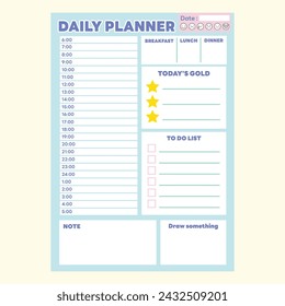 Daily planner printable and digital template menu, Cute and simple printable to do list, Daily planner template