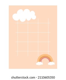 daily planner with rainbow over white
