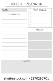 Daily planner. Schedule, goals, notes. Vector.	