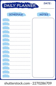 Daily planner. Schedule, goals, notes. Vector.	