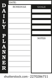 Daily planner. Schedule, goals, notes. Vector.	