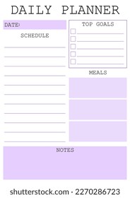 Daily planner. Schedule, goals, notes. Vector.	