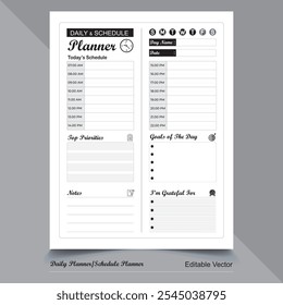 Daily Planner, Schedule Planner Template silhouette Design.