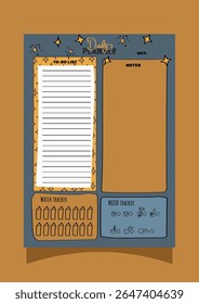daily planner with Stars. daily schedule for journaling, planning, and school.