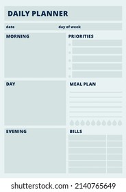 Daily planner template. Business paper blank layout