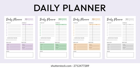 Diseño de Plantilla del planificador diario. Para hacer la página Planificador de listas. Planificar diseño del planificador. Organizador diario imprimible.