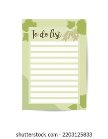 The daily planner template Organizer and schedule with space for notes A to-do list to do with leaves autumn