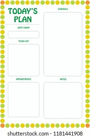 Daily Planner Template Ready for Print with Space for To-Do List, Schedule, Activities, Appointments