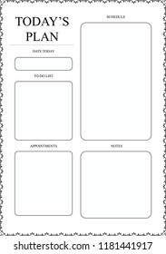 Daily Planner Template Ready for Print with Space for To-Do List, Schedule, Activities, Appointments