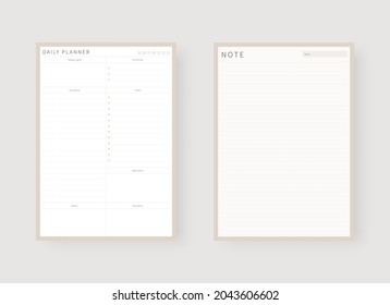 Daily planner template. Set of planner and to do list. Modern planner template set. Vector illustration.