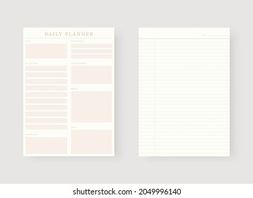 Daily planner template. Set of planner and to do list. Modern planner template set. Vector illustration.