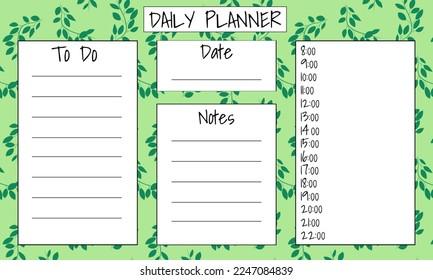 Daily planner template. Vector illustration