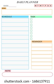 Daily planner template vector printable