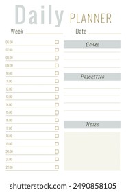 Daily Planner Template. Vertical A4 format To Do List