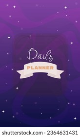 Daily Planner Thumbnail Cover Abstract Background Night Sky With Fog And Stars Beautiful Lines And Sparkles Pink Purple Vector Design