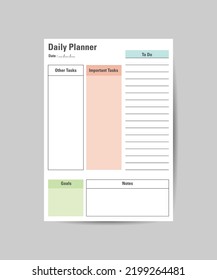 Daily planner vector template. Concept for diary or notebook design. Set of seasonal organizers. To do list.